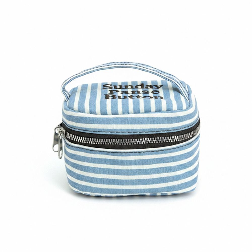 휴대용 파란색과 흰색 줄무늬가 있는 사각형 수납함, 손 - Cosmetic Bags 리뷰 및 가격